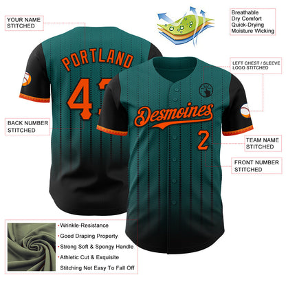 Custom Teal Orange-Black 3D Pattern Design Gradient Geometric Shape Authentic Baseball Jersey - Sky-Custom