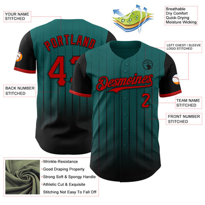 Custom Teal Red-Black 3D Pattern Design Gradient Geometric Shape Authentic Baseball Jersey - Sky-Custom