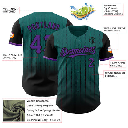 Custom Teal Purple-Black 3D Pattern Design Gradient Geometric Shape Authentic Baseball Jersey - Sky-Custom