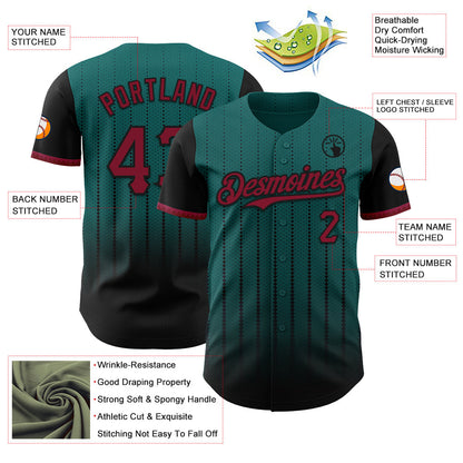 Custom Teal Crimson-Black 3D Pattern Design Gradient Geometric Shape Authentic Baseball Jersey - Sky-Custom