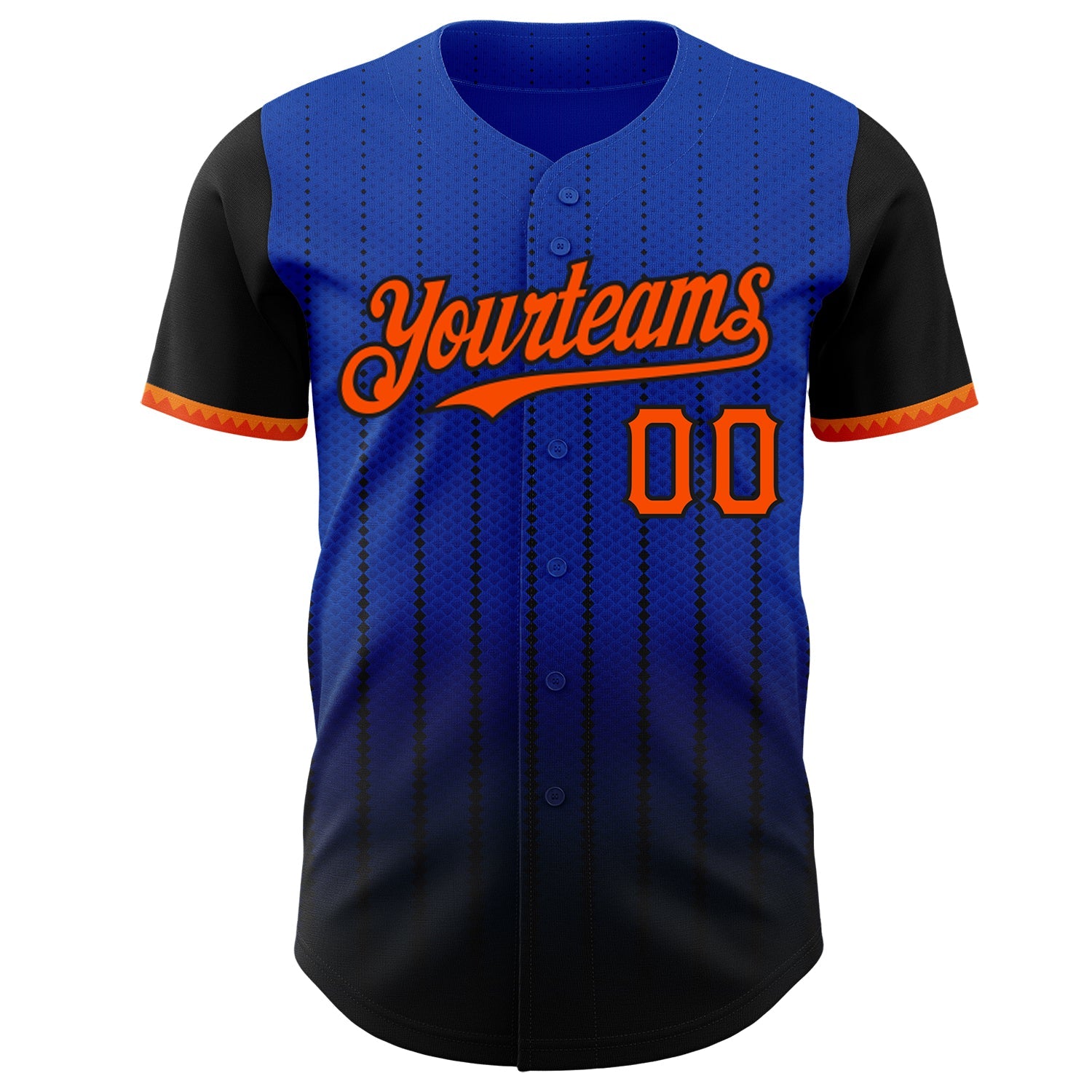 Custom Thunder Blue Orange-Black 3D Pattern Design Gradient Geometric Shape Authentic Baseball Jersey - Sky-Custom
