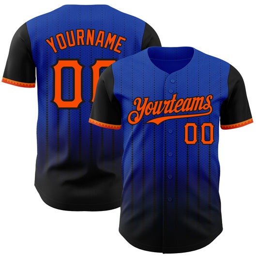 Custom Thunder Blue Orange-Black 3D Pattern Design Gradient Geometric Shape Authentic Baseball Jersey - Sky-Custom