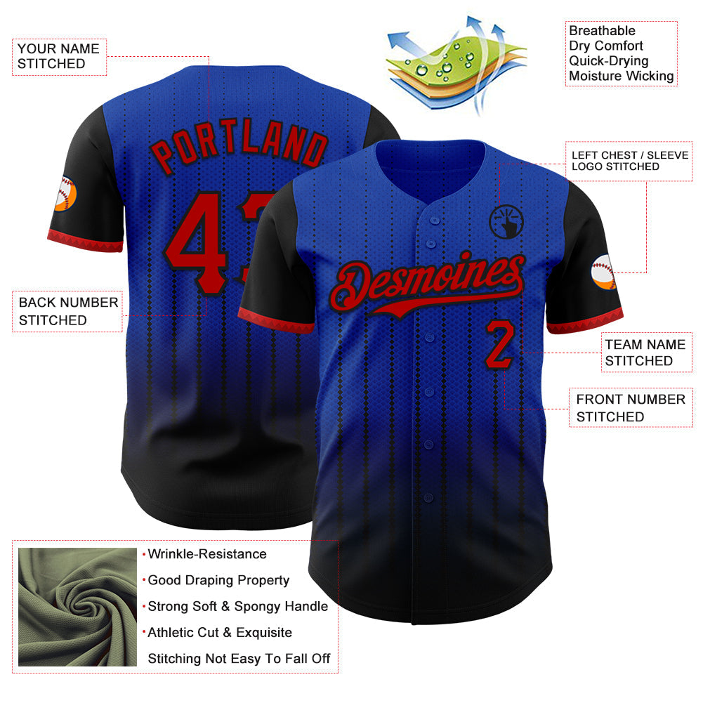 Custom Thunder Blue Red-Black 3D Pattern Design Gradient Geometric Shape Authentic Baseball Jersey - Sky-Custom