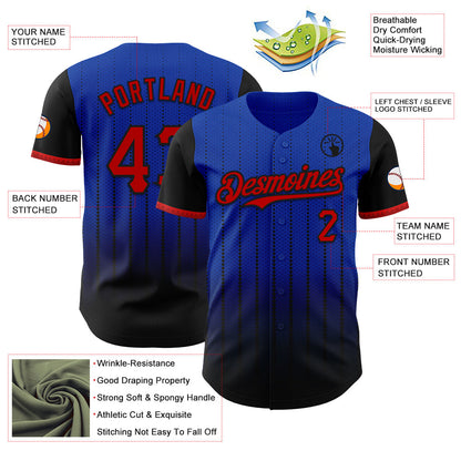 Custom Thunder Blue Red-Black 3D Pattern Design Gradient Geometric Shape Authentic Baseball Jersey - Sky-Custom