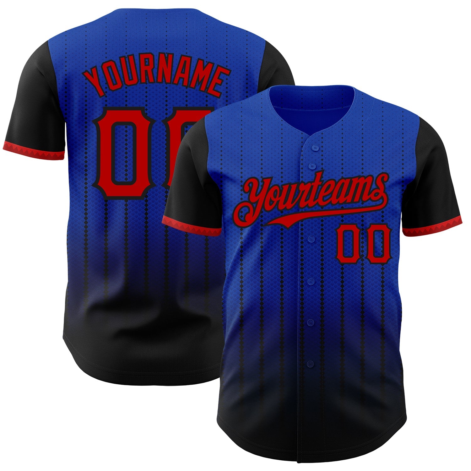 Custom Thunder Blue Red-Black 3D Pattern Design Gradient Geometric Shape Authentic Baseball Jersey - Sky-Custom