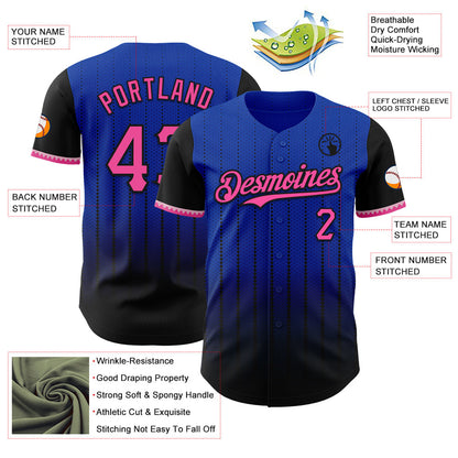 Custom Thunder Blue Pink-Black 3D Pattern Design Gradient Geometric Shape Authentic Baseball Jersey - Sky-Custom