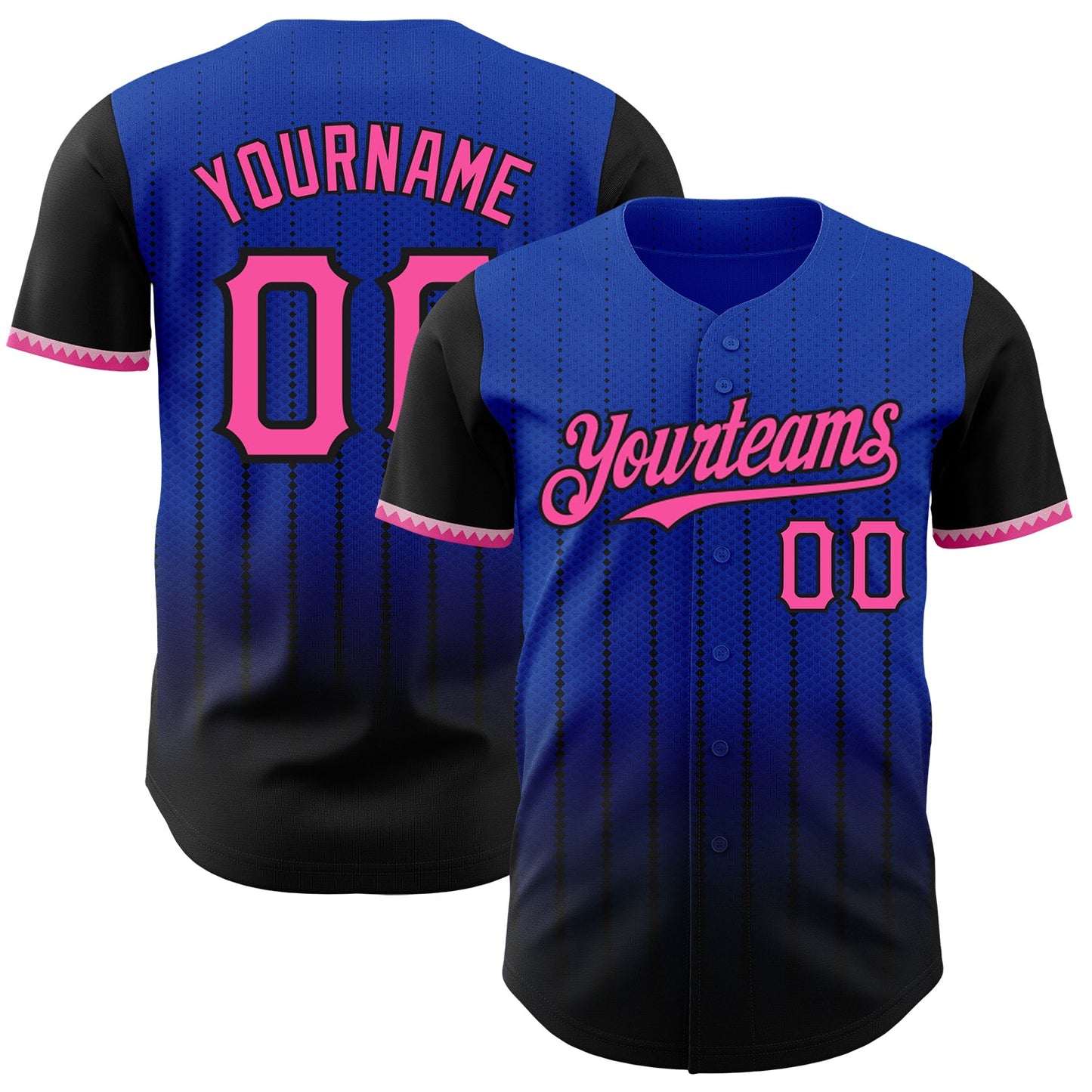 Custom Thunder Blue Pink-Black 3D Pattern Design Gradient Geometric Shape Authentic Baseball Jersey - Sky-Custom