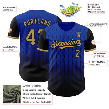 Custom Thunder Blue Old Gold-Black 3D Pattern Design Gradient Geometric Shape Authentic Baseball Jersey - Sky-Custom