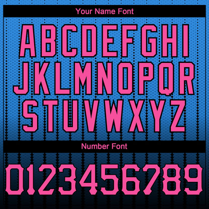 Custom Electric Blue Pink-Black 3D Pattern Design Gradient Geometric Shape Authentic Baseball Jersey - Sky-Custom