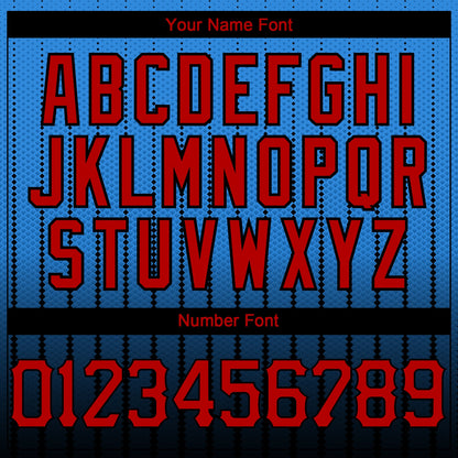 Custom Electric Blue Red-Black 3D Pattern Design Gradient Geometric Shape Authentic Baseball Jersey - Sky-Custom