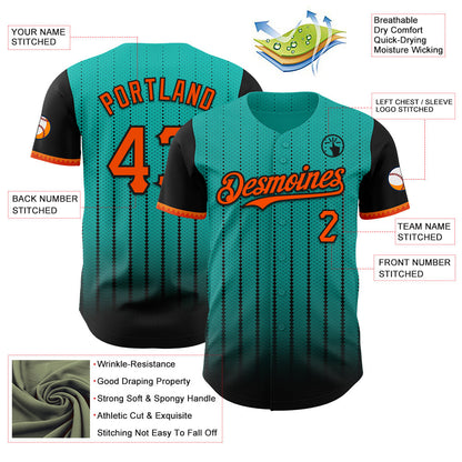 Custom Aqua Orange-Black 3D Pattern Design Gradient Geometric Shape Authentic Baseball Jersey - Sky-Custom