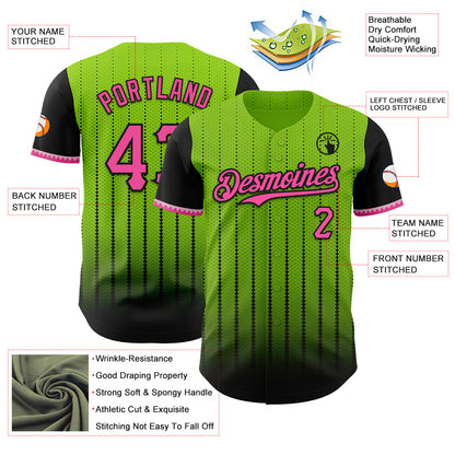 Custom Neon Green Pink-Black 3D Pattern Design Gradient Geometric Shape Authentic Baseball Jersey - Sky-Custom