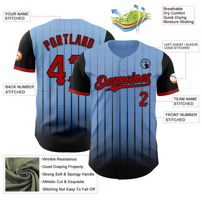 Custom Light Blue Red-Black 3D Pattern Design Gradient Geometric Shape Authentic Baseball Jersey - Sky-Custom