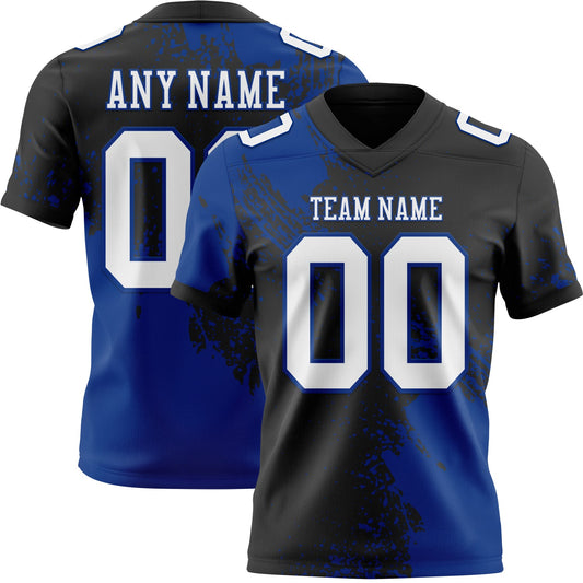 Custom Black White-Royal 3D Pattern Abstract Brush Stroke Mesh Authentic Football Jersey - Sky-Custom