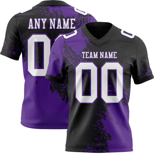 Custom Black White-Purple 3D Pattern Abstract Brush Stroke Mesh Authentic Football Jersey - Sky-Custom