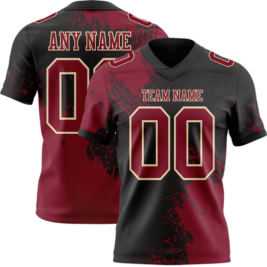 Custom Black Crimson-Cream 3D Pattern Abstract Brush Stroke Mesh Authentic Football Jersey - Sky-Custom