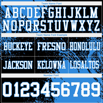 Custom Black White-Powder Blue 3D Pattern Abstract Brush Stroke Mesh Authentic Football Jersey - Sky-Custom