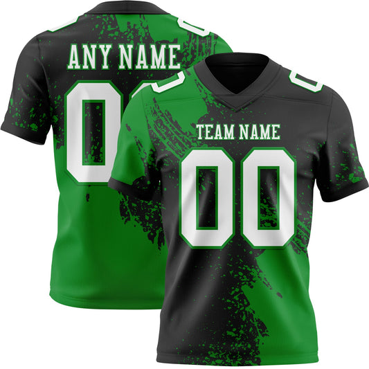 Custom Black White-Grass Green 3D Pattern Abstract Brush Stroke Mesh Authentic Football Jersey - Sky-Custom