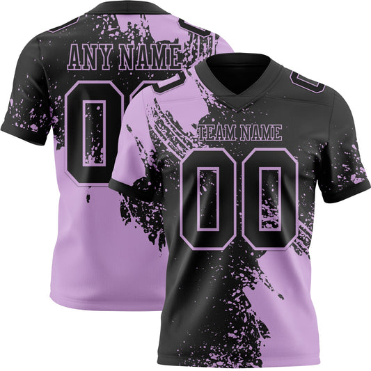 Custom Black Light Purple 3D Pattern Abstract Brush Stroke Mesh Authentic Football Jersey - Sky-Custom