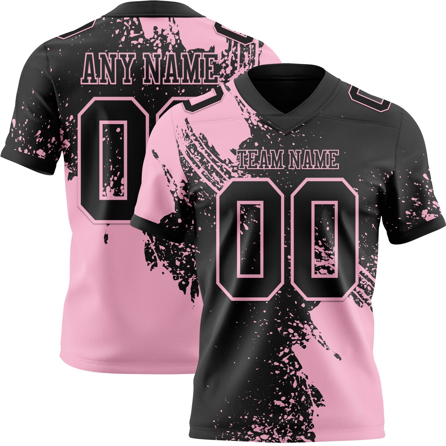Custom Black Light Pink 3D Pattern Abstract Brush Stroke Mesh Authentic Football Jersey - Sky-Custom