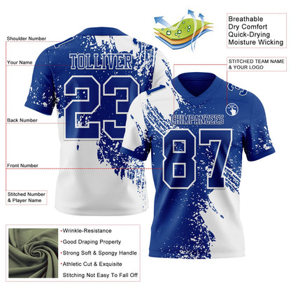 Custom Royal White 3D Pattern Abstract Brush Stroke Mesh Authentic Football Jersey - Sky-Custom