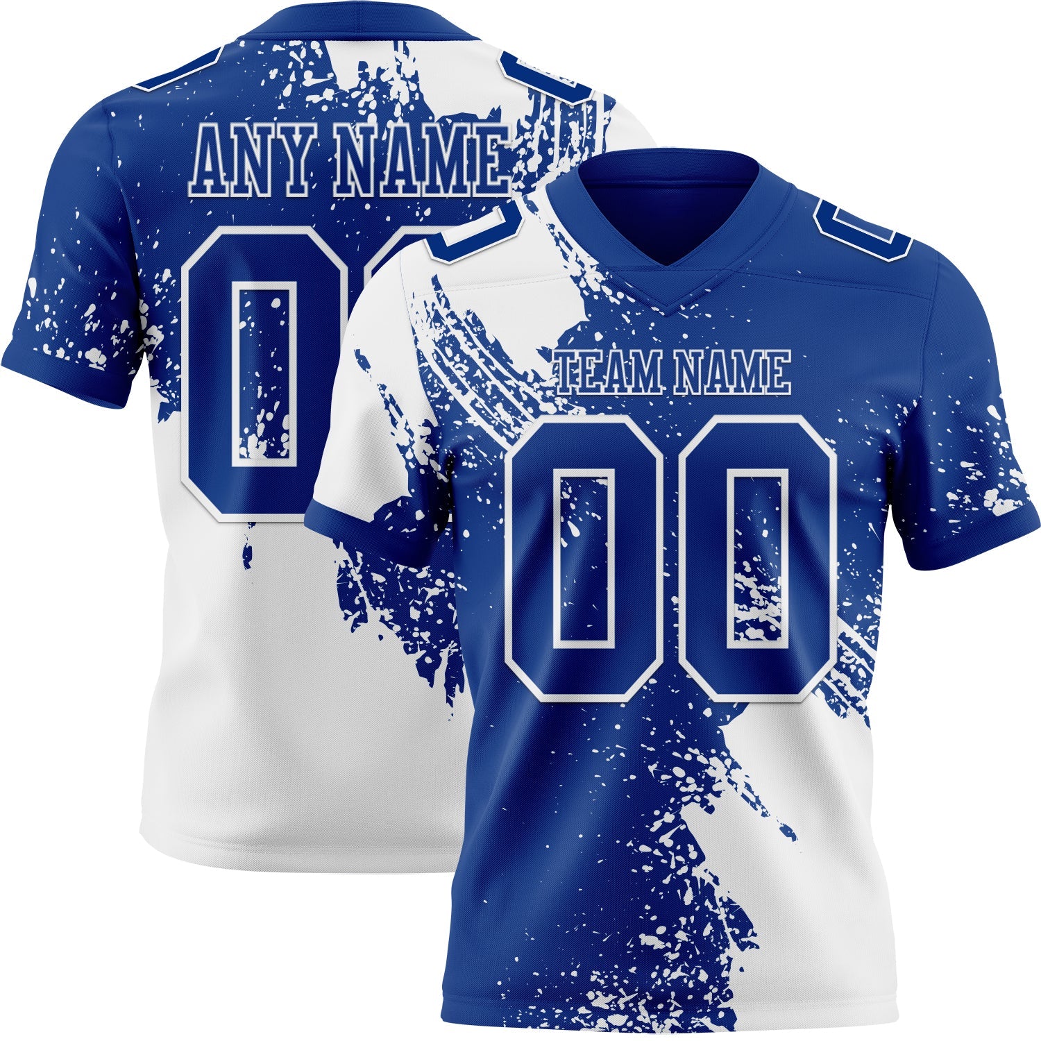 Custom Royal White 3D Pattern Abstract Brush Stroke Mesh Authentic Football Jersey - Sky-Custom