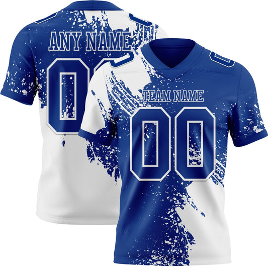 Custom Royal White 3D Pattern Abstract Brush Stroke Mesh Authentic Football Jersey - Sky-Custom