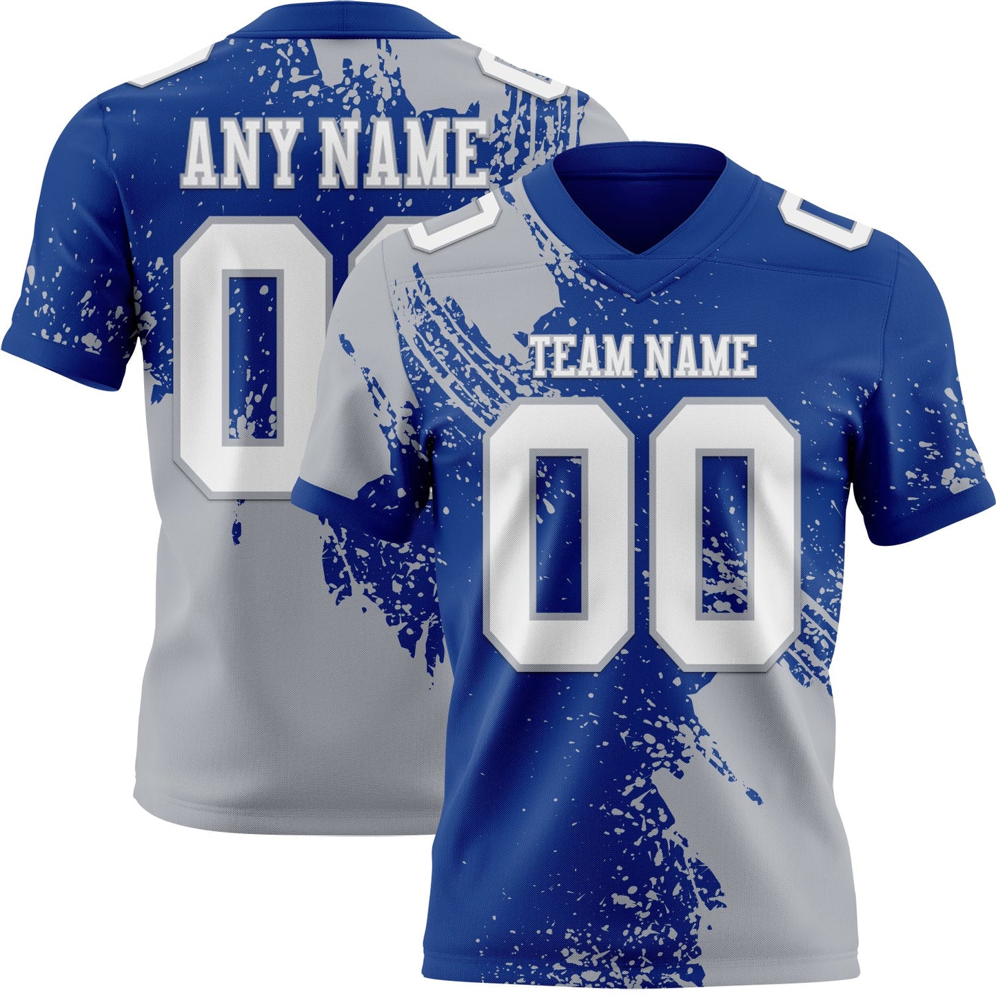 Custom Royal White-Gray 3D Pattern Abstract Brush Stroke Mesh Authentic Football Jersey - Sky-Custom