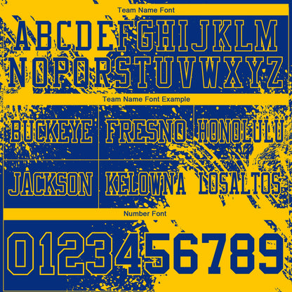 Custom Royal Yellow 3D Pattern Abstract Brush Stroke Mesh Authentic Football Jersey - Sky-Custom
