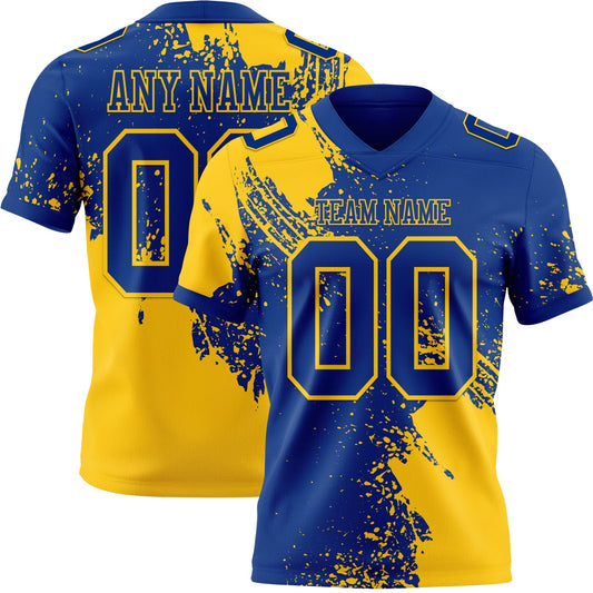 Custom Royal Yellow 3D Pattern Abstract Brush Stroke Mesh Authentic Football Jersey - Sky-Custom