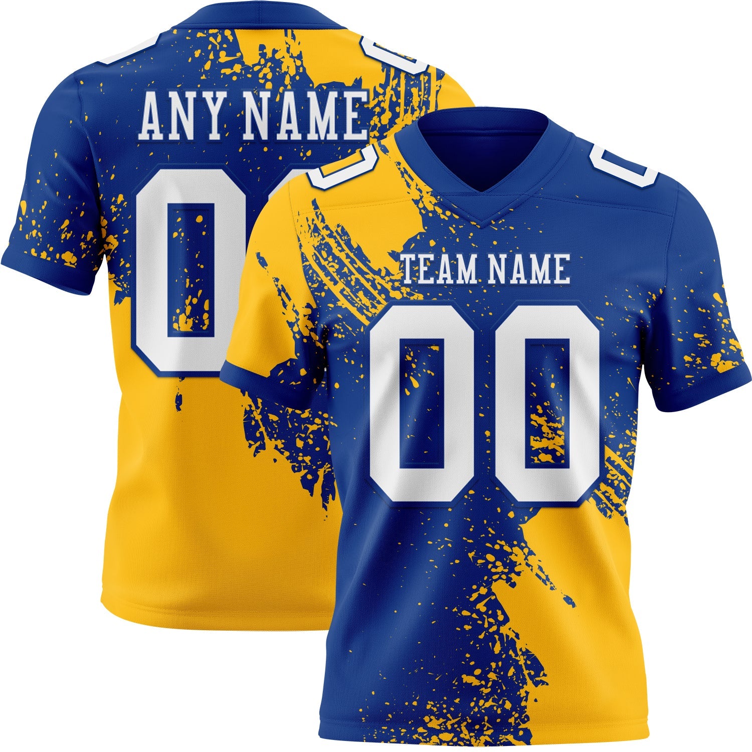 Custom Royal White-Gold 3D Pattern Abstract Brush Stroke Mesh Authentic Football Jersey - Sky-Custom