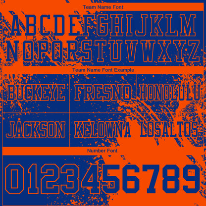 Custom Royal Orange 3D Pattern Abstract Brush Stroke Mesh Authentic Football Jersey - Sky-Custom
