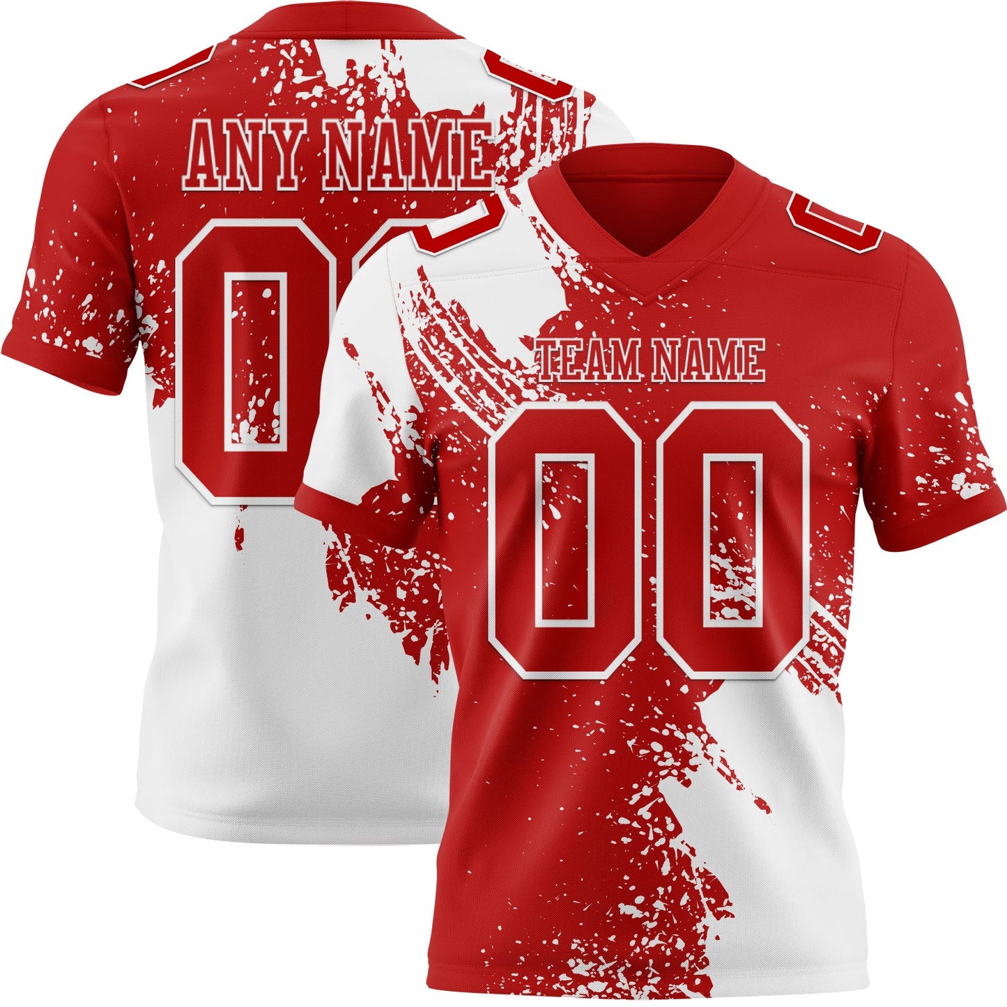 Custom Red White 3D Pattern Abstract Brush Stroke Mesh Authentic Football Jersey - Sky-Custom