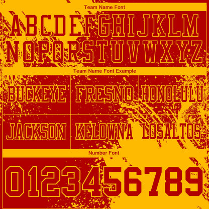 Custom Red Gold 3D Pattern Abstract Brush Stroke Mesh Authentic Football Jersey - Sky-Custom