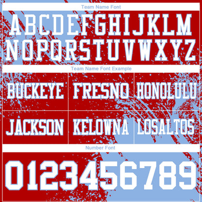 Custom Red White-Light Blue 3D Pattern Abstract Brush Stroke Mesh Authentic Football Jersey - Sky-Custom