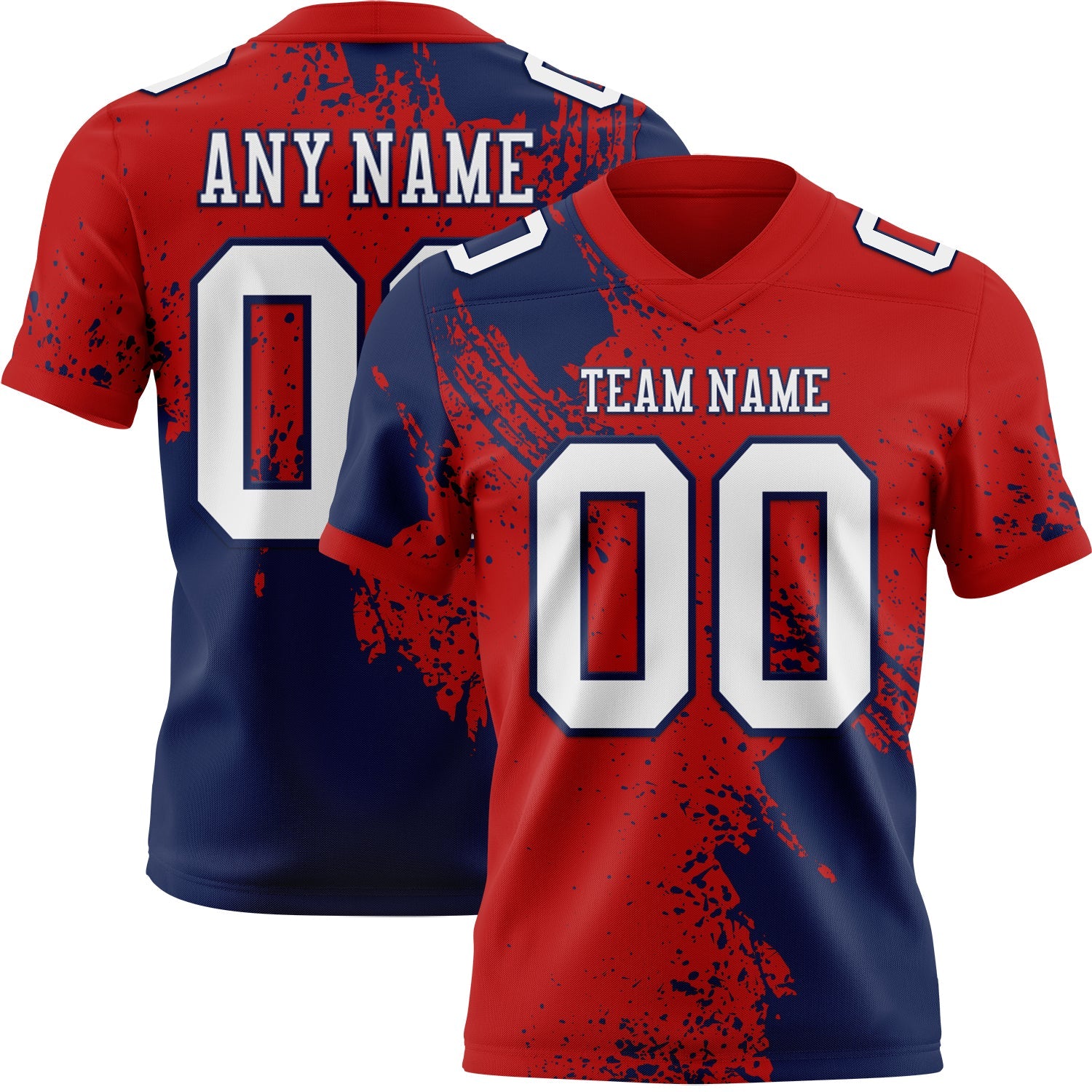 Custom Red White-Navy 3D Pattern Abstract Brush Stroke Mesh Authentic Football Jersey - Sky-Custom