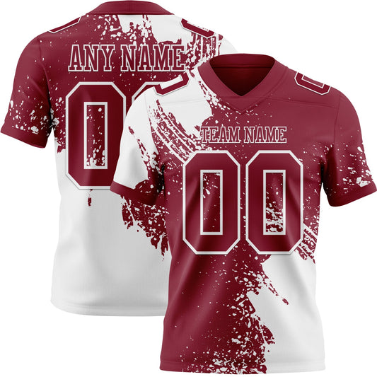 Custom Crimson White 3D Pattern Abstract Brush Stroke Mesh Authentic Football Jersey - Sky-Custom