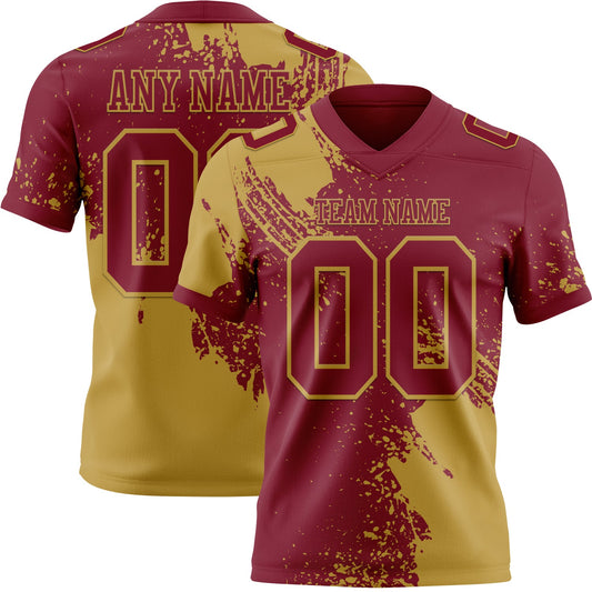Custom Crimson Old Gold 3D Pattern Abstract Brush Stroke Mesh Authentic Football Jersey - Sky-Custom