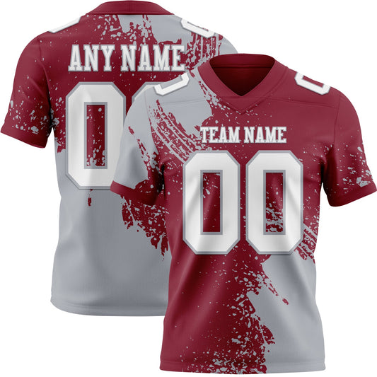 Custom Crimson White-Gray 3D Pattern Abstract Brush Stroke Mesh Authentic Football Jersey - Sky-Custom