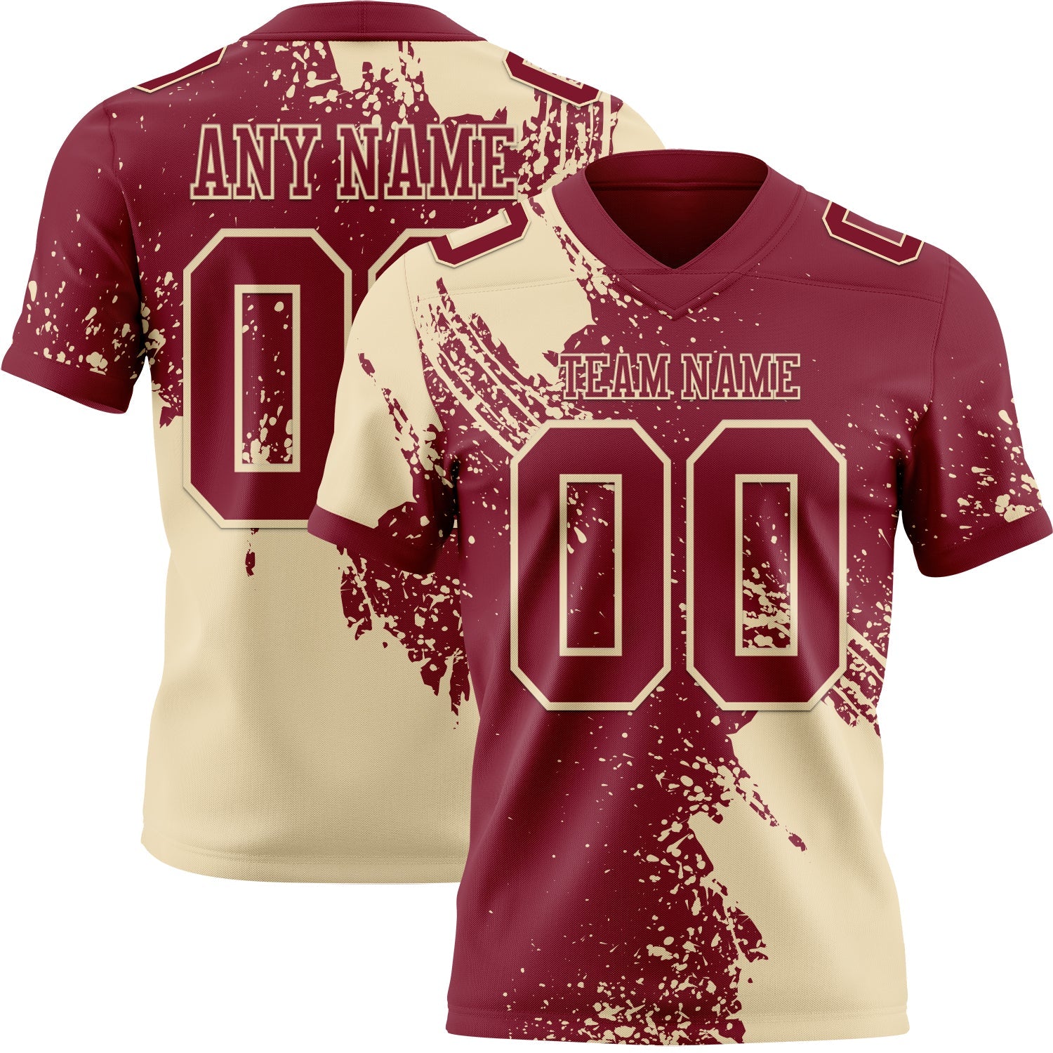 Custom Crimson Cream 3D Pattern Abstract Brush Stroke Mesh Authentic Football Jersey - Sky-Custom