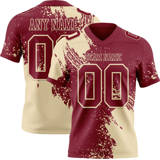 Custom Crimson Cream 3D Pattern Abstract Brush Stroke Mesh Authentic Football Jersey - Sky-Custom