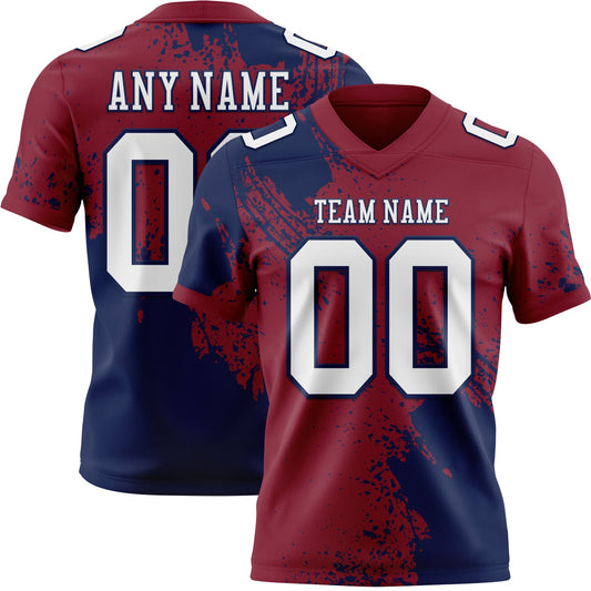 Custom Crimson White-Navy 3D Pattern Abstract Brush Stroke Mesh Authentic Football Jersey - Sky-Custom