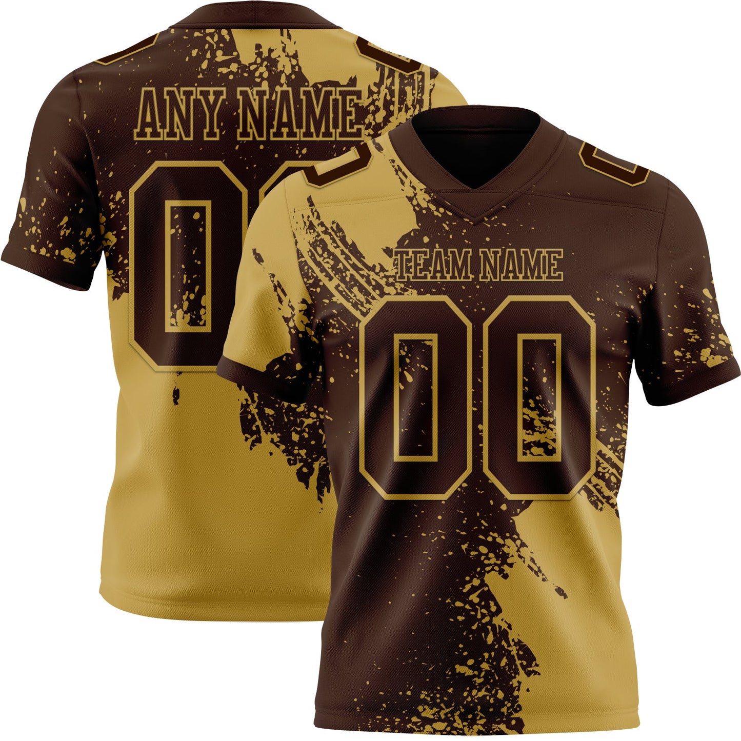 Custom Brown Old Gold 3D Pattern Abstract Brush Stroke Mesh Authentic Football Jersey - Sky-Custom