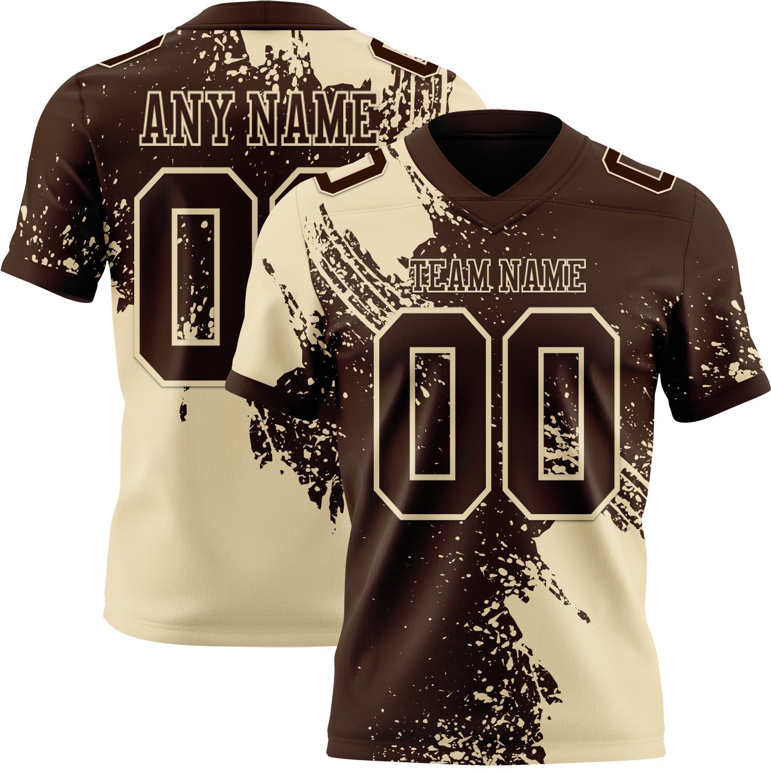 Custom Brown Cream 3D Pattern Abstract Brush Stroke Mesh Authentic Football Jersey - Sky-Custom