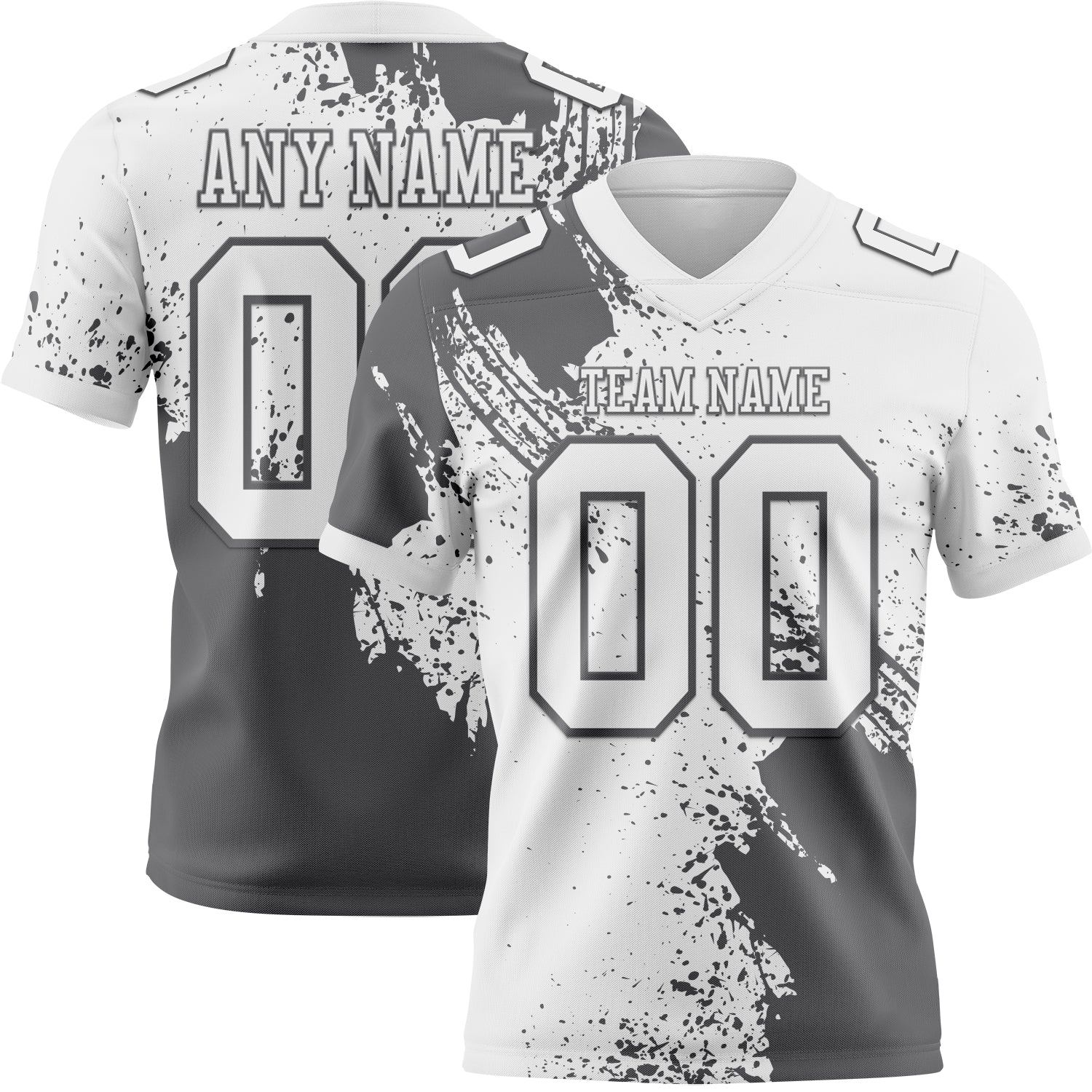 Custom White Steel Gray 3D Pattern Abstract Brush Stroke Mesh Authentic Football Jersey - Sky-Custom