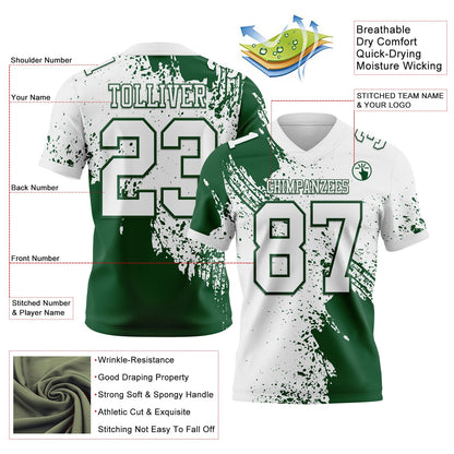 Custom White Green 3D Pattern Abstract Brush Stroke Mesh Authentic Football Jersey - Sky-Custom