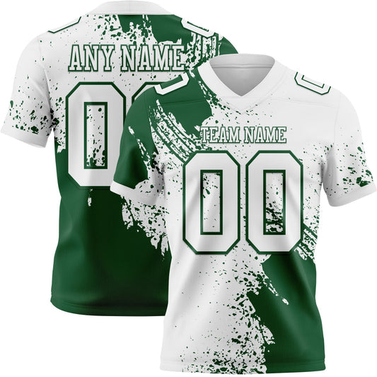 Custom White Green 3D Pattern Abstract Brush Stroke Mesh Authentic Football Jersey - Sky-Custom