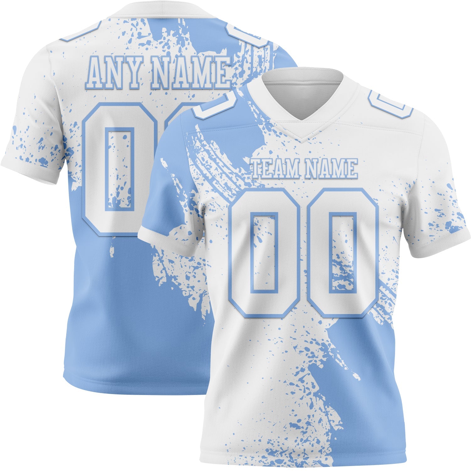 Custom White Light Blue 3D Pattern Abstract Brush Stroke Mesh Authentic Football Jersey - Sky-Custom