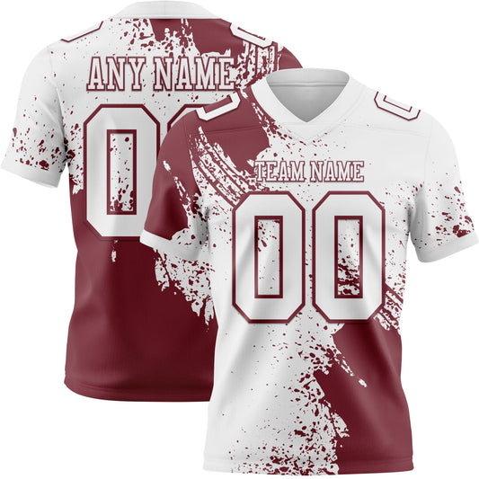 Custom White Burgundy 3D Pattern Abstract Brush Stroke Mesh Authentic Football Jersey - Sky-Custom