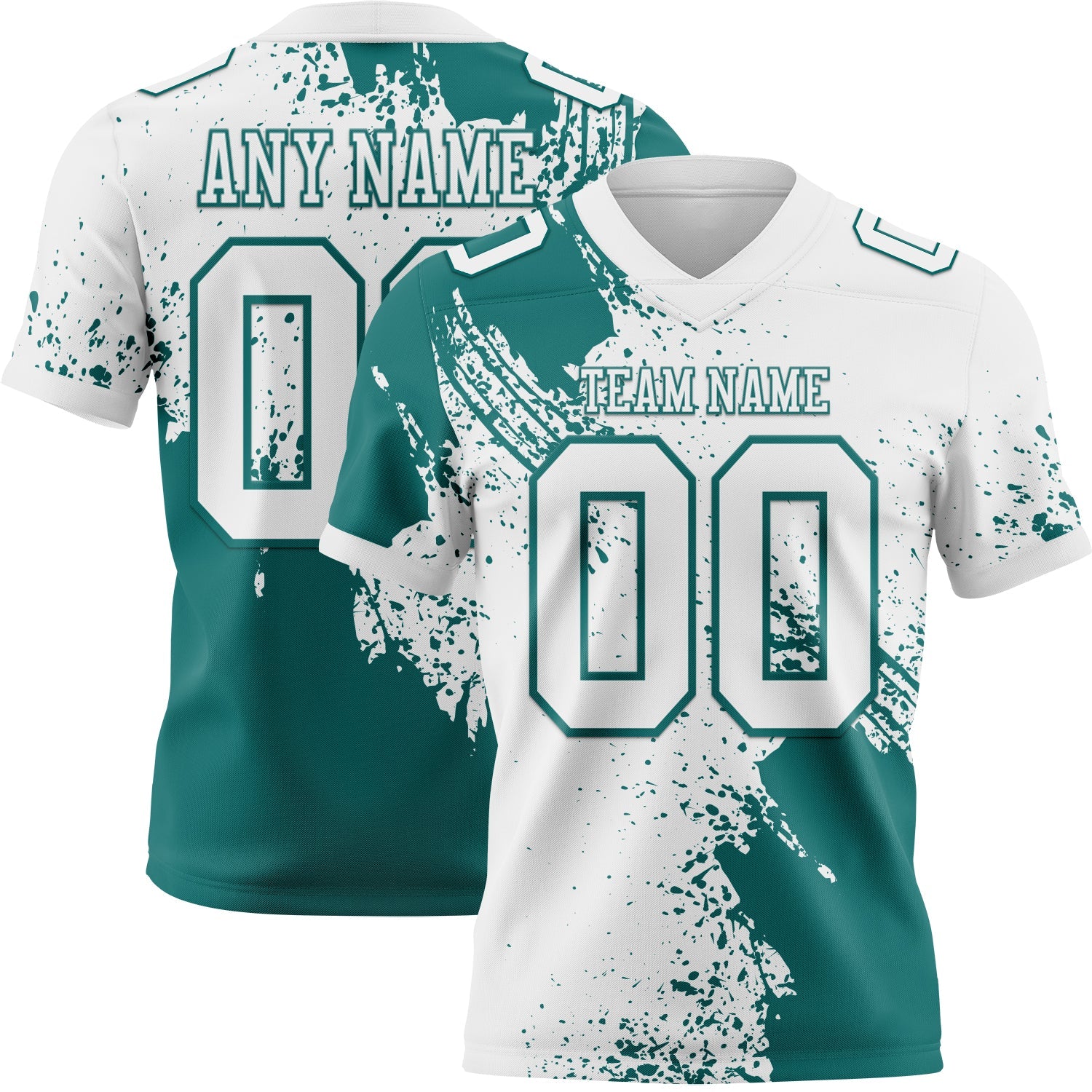 Custom White Teal 3D Pattern Abstract Brush Stroke Mesh Authentic Football Jersey - Sky-Custom